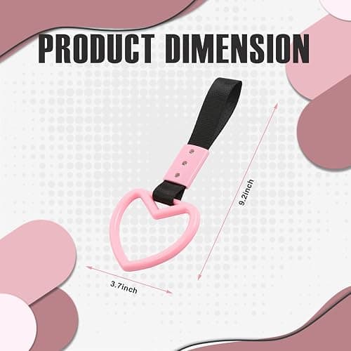 JRYEM 2PCS Heart Shaped Car Handle Straps, Rear Bumper Warning Keychain Ring with Drift Charm for Car Exterior Interior Accessories (Pink) thumbnail 2