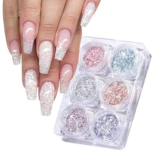 GZSYY Nagel Glitzer Nagelpulver Nail Art Glitter Pulver 6 Farben Nagel Pailletten Holographic Nagel Pigmente Glitzer für Nägel - Image 1