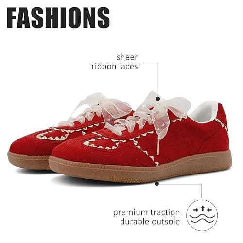 UBWDU Lace Fashion Ballet Sneakers for Women – Trendy Cute Crochet Ribbon Lace-Up Casual Spring Shoes thumbnail 6