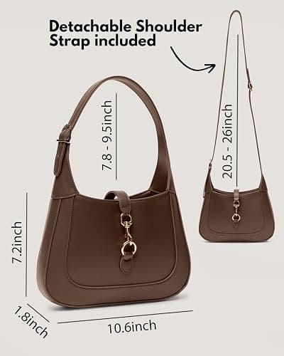 Shoulder Bag for Women - Small Shoulder Purses - Top Handle Structured Handbags - Adjustable Strap Vegan Leather thumbnail 5