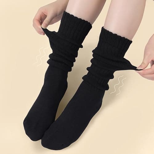 Nimalpal 3 Pairs Slouchy Socks for Women, Long Chunky Knee High Scrunch Socks Women's Fall Winter Socks Size 5-11 thumbnail 2