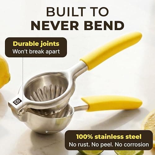 Stainless Steel Lemon Squeezer Press - No Seeds, Pro-Grade, Effortlessly Get Every Drop - Manual Non-Slip Grip Design - Lemon Lime Squeezer, Orange, and Citrus Fruit Hand Held Lemon Juicer Squeezer thumbnail 5