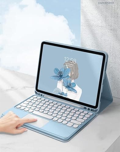 AnMengXinLing Keyboard Case for iPad Air 5 2022/Air 4 2020-Touchpad Detachable Keyboard with Pencil Holder -Slim Leather Folio Smart Cover for iPad Air 5th/4th 10.9 inch, Mint Green - iPad9/iPad8/iPad7 10.2inch New Pink thumbnail 8