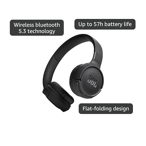 JBL Tune 520BT - Wireless On-Ear Headphones, Up to 57H Battery Life and Speed Charge, Lightweight, Comfortable and Foldable Design, Hands-Free Calls with Voice Aware (Black) thumbnail 4