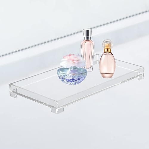 DELIPPLY Vanity Bathroom Tray, Acrylic Rectangle Decorative Catchall Organizer Storage Tray (Large-Clear) thumbnail 6