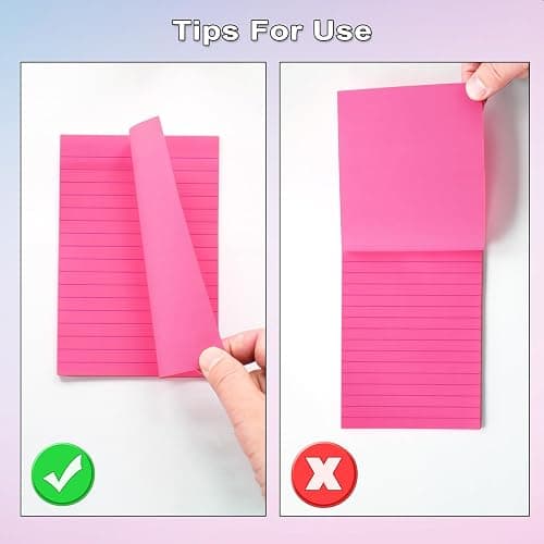 9 Pack Lined Sticky Notes 4X6 in Post Sticky Notes with Lines, Large Ruled Post Sticky Colorful Super Sticking Power Memo Pads Strong Adhesive (Pink Themed) thumbnail 6