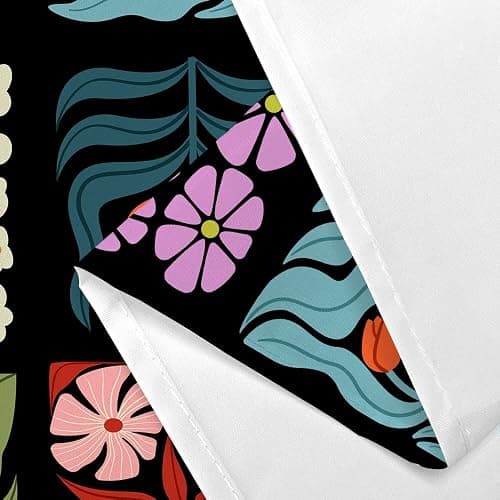 JAWO Retro Shower Curtain Vintage Abstract Cute Boho Floral Shower Curtains for Bathroom Decor Black Blue Botanical Geometric Groovy Aesthetic Pattern Shower Curtain Sets with Hooks, 70X70IN thumbnail 8