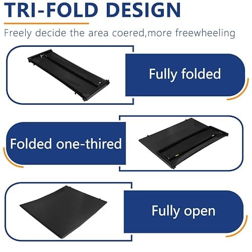 PENSUN 5.8FT Soft Tri-fold Truck Bed Tonneau Cover for 2007-2025 Chevy Silverado 1500, GMC Sierra 1500 Tonneau Cover Bed, 69.6" Bed thumbnail 4
