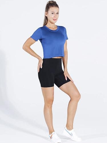 CADMUS Women's Dry Fit Crop Top Yoga Short Sleeve Shirts Crew Neck Athletic Running Tee 3 Pieces thumbnail 6