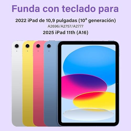 BQSS Coque Clavier pour iPad A16 11/10 Ème Génération(11 Pouces 2025/10.9 Pouces 2022), AZERTY Français, Housse Amovible avec Clavier Bluetooth sans Fil pour iPad 2022 10eme/11eme thumbnail 2