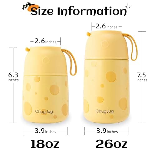ChugJug Thermo for Hot Food for Adults Kids | Wide Mouth, 26 oz Insulated Food Jar with Spoon, Leakproof Soup Thermo for School Office Travel, Thermal Steel Lunch Container Easy to Carry (Yellow) thumbnail 2