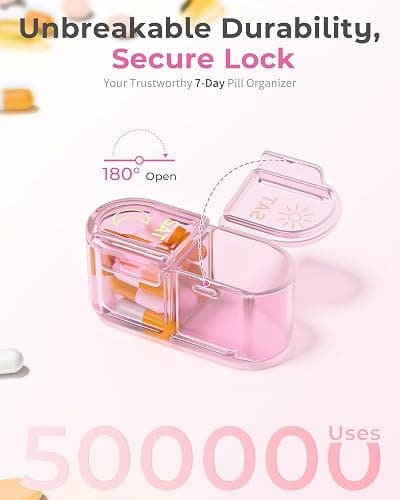 Pillex Pill Organizer, Am & Pm Pill Organizer 7 Days, Weekly Pill Case 2 Times a Day, Pill Box 7 Day, Medicine Organizer for Travel, Vitamins, Fish Oils, Supplements thumbnail 2