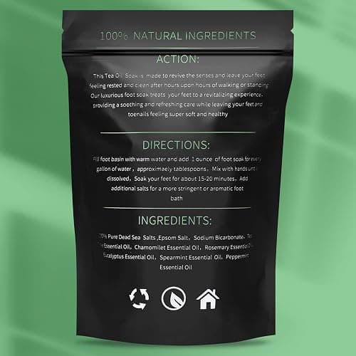 Tea Tree Oil Foot Soak with Epsom Salt - Pedicure Foot Spa for Toenail Fungus Treatment, Nail Discoloration, Stubborn Foot Odor and Itchiness -16 oz thumbnail 6