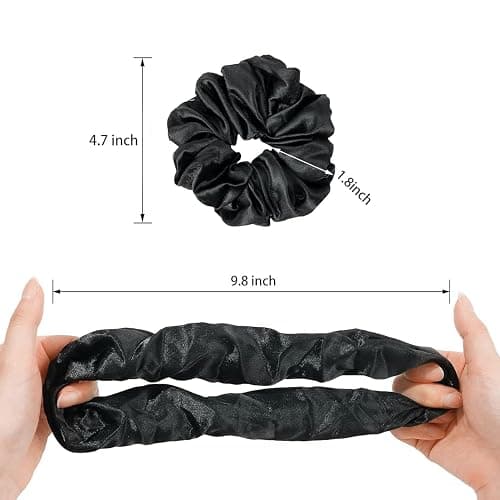 Satin Scrunchies for Women and Girls Satin Hair Ties Scrunchies for Thick Hair or Thin Hair Curl Hair Soft and Durable hair ties no damage (12cm/4.7in) (6 Solids + 4 Leopard)] thumbnail 6