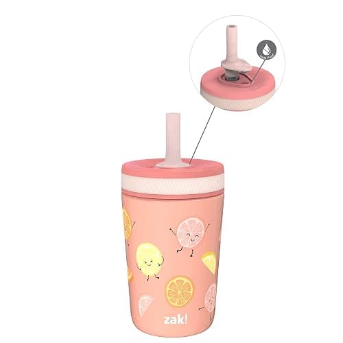 Zak Designs Kelso Tumbler Toddler Cup For Travel or At Home, 12oz Vacuum Insulated Stainless Steel Sippy Cup With Leak-Proof Design is Perfect For Kids (Happy Fruit) - Image 1