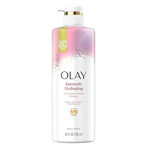 Olay Body Wash for Women, Intensely Hydrating, Hyaluronic Acid Serum Complex, Renews Moisture, Free of Parabens & Phthalates, Vitamin B3 Lameller Technology, For All Skin Types, 26 fl oz - Scented - 26 Fl Oz (Pack of 1)