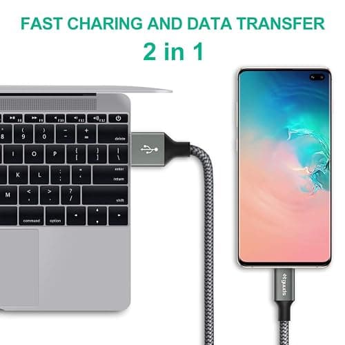 etguuds USB to USB C Cable 3ft, 2-Pack USB A to Type C Charger Cord Fast Charging for Samsung Galaxy A17 A16 A15 A26 A36 A56, S25 S24 S23 S22 S21 S20 S10 Note 20, for iPhone 17 16 15, Moto, Gray thumbnail 4