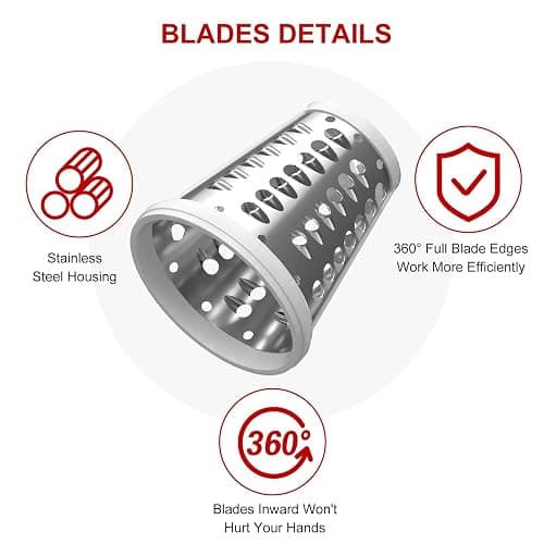Updated Shredder Cheese Grater Attachment for KitchenAid Stand Mixers, Salad Machine with Vegetable Slicer, Salad Maker, Food Slicers Slicer Shredder Attachment with 4 Blades Dishwasher Safe thumbnail 9