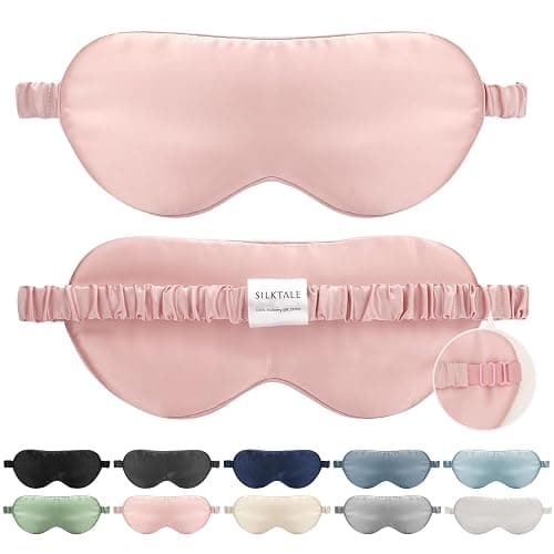 SILKTALE Mulberry Silk Blackout Adjustable Sleep Eye Mask for Men/Women Travel Plane,Blush Pink - Image 1