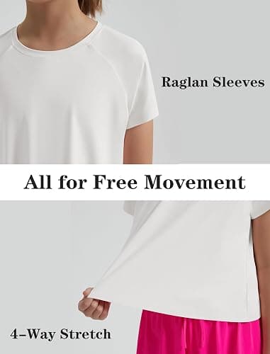 EXARUS Girls Athletic Shirts Workout Short Sleeve Crop Tops/Split Back Quick Dry Teen T Shirt Activewaer Tees Kids 6-14Y thumbnail 4