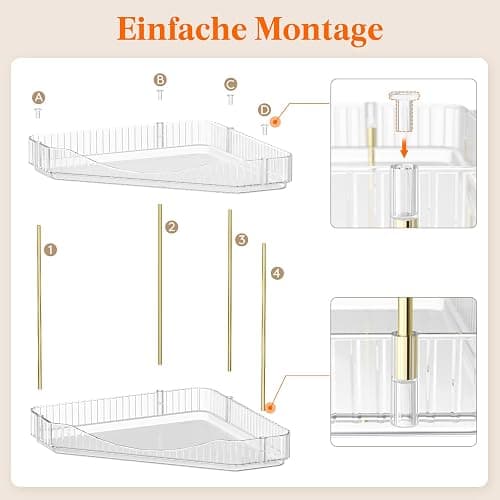 Lifewit Make Up Organizer, 2 Stufen Schminktisch Organizer, Stabil Eck-Mehrzweck-Regal für Parfüm/Hautpflegemittel/Duschgel im Badezimmer,Küche,Schlafzimmer, Transparente thumbnail 6