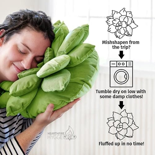 Hearthfire Hygge 3D 17" Green Succulent Pillow | Hand-Stitched Flower Pillow for Bedroom, Living Room, and Nursery | Cozy Decorative Leaf Throw Pillow thumbnail 6