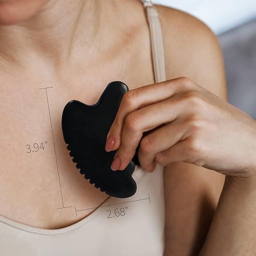 tophld Gua Sha Facial Tools, Natural Bian Stone Gua Sha Jade Massage Tool, Body Gua Sha Stone with Comb, Large GuaSha Set for Traditional Acupuncture Therapy(Wave-Edge) thumbnail 4