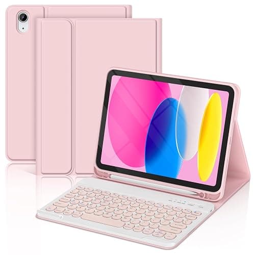 KBCASE Keyboard Case for iPad A16 11 inch/10th Gen 10.9 inch, Light Pink | Detachable Wireless Keyboard Case for iPad 11th/10th Gen, Adjustable Angles, with Pencil Holder - Image 1