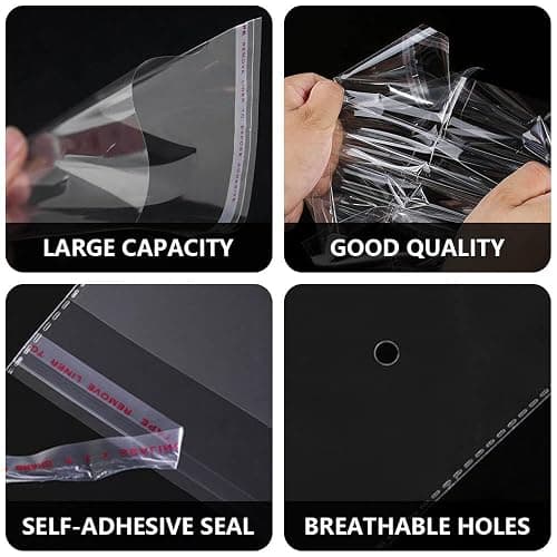 Henyall 300PCS Clear Cellophane Bags (3.5x5.9 Inch) - Self-Adhesive Sealable Plastic Bags,Small Cellophane Bags for Cookies, Candies, Jewelry, Soap, Chocolates & Gift Cards thumbnail 7