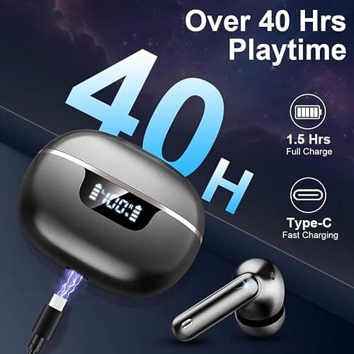 2026 Wireless Earbuds, Bluetooth 5.4 Headphones, 50H Playtime In Ear Earphones HiFi Stereo, Ear buds with 4 ENC Noise Cancelling Mics Deep Bass, IP7 Waterproof Earbuds with LED Display, Fast Charging thumbnail 7