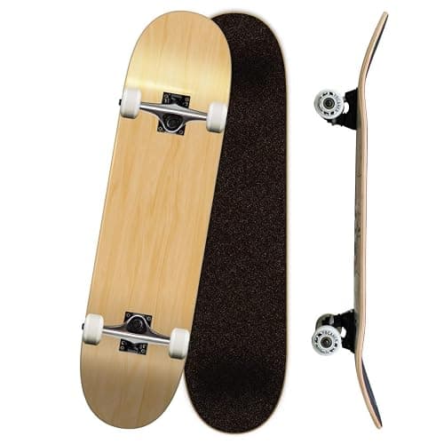 Pro Yocaher Complete Skateboard 7.75" Natural, Black, Checker, Camo & More | 7-Ply Canadian Maple Wood, Heavy Duty Alloy Aluminum Trucks, ABEC-9 Bearings, 54mm Polyurethane Wheels, BlackWidow Grip Tape - Image 1