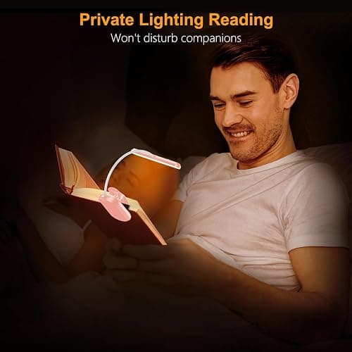 Gritin Rechargeable Book Light for Reading in Bed with 19 LED &Memory Function-Eye Caring 3 Color Temperatures,5 Brightness Levels,80 Hrs Runtime Flexible Goose Neck Clip on Light-Pink thumbnail 7