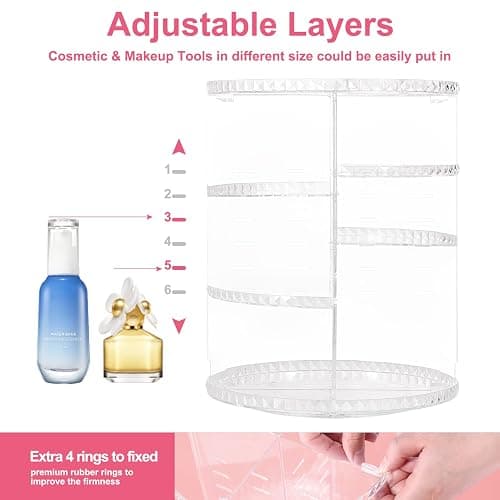 YIEZI 360 Rotierender Make Up Organizer und Lippenstift-Organizer, 16 Löcher, Lippenstifthalter, Verstellbarer Multifunktions-Spinnhalter, Aufbewahrung Kosmetik Organizer, Parfüm und Accessoires thumbnail 5