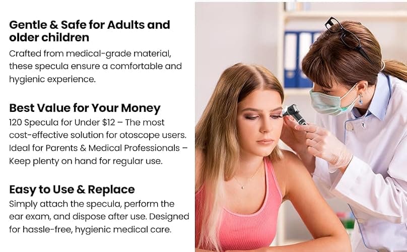 120 Large Diameter Specula for 4th and 5th Generation Doctor Mom Otoscope Perfect for Adults & Older Children Important- NOT for Dr Mom 3rd Gen and Original otoscopes. thumbnail 7