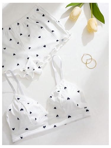 SOLY HUX Women's 6 Piece Lingerie Set Cute Lace Trim Bra and Boyshorts Sleepwear thumbnail 3