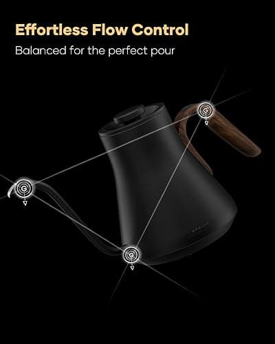 Cocinare FLOW B9 Gooseneck Electric Kettle, Precise Temperature Control for Pour-Over Coffee & Tea Brewing, Stainless Steel Interior, Rapid Heating for Boiling Water 1500W/0.9L (Black Walnut) thumbnail 5
