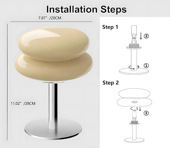 Glivpny Mushroom Lamp for Bedroom,Mid Century Modern Lamp for Nightstand, Dimmable Retro Egg Tart Bedside Small Lamps,Unique Home Mushroom Decor Aesthetic Cute Table Lamps for Living Room (Orange) thumbnail 2