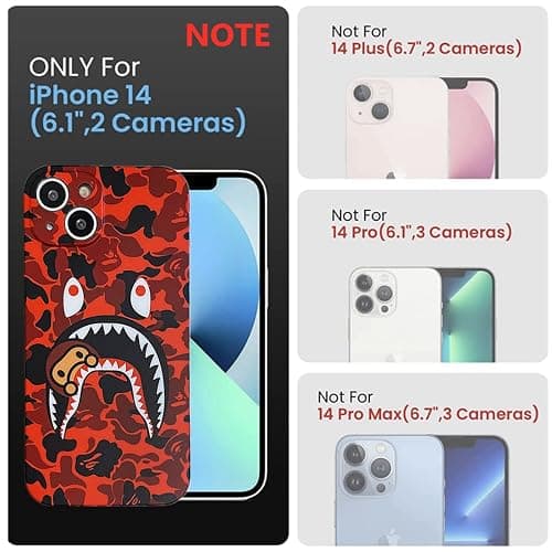 Beefkcase Hoolcase for iPhone 14 6.1 inch Soft Case for Red Shark Face/Shark Teeth Fans Kids Boys, Cartoon Cute Fun Shockproof TPU Protective Non-Slip 6.1 Inch Case for iPhone 14 (H-YU) thumbnail 3