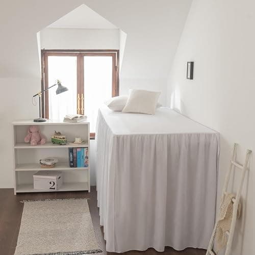 Dorm Bed Skirt, Dorm Bed Skirt Twin XL, 100% Microfiber Dorm Bed Skirts, Twin Extra Long Dorm Bedding, Split Corner, Twin XL 40" Drop (White) thumbnail 2