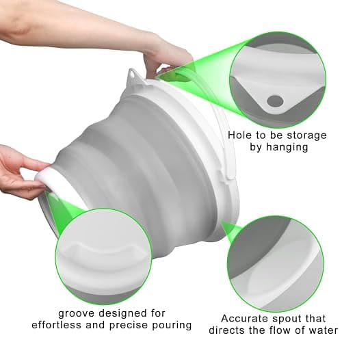 10L Collapsible Bucket and Mop Bucket, Folding Ice Buckets for Outdoor Camping Car Washing Beach Party Fishing, Silicone-Plastic Wash Basin Tub House Cleaning Supplies Portable Sink RV Kitchen Gadgets thumbnail 5