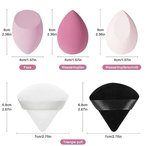 MAGIMODAC 6pcs Make Up Velvet Powder Puffs & 4pcs Makeup Sponges Set, Professional Beauty Make-up Set Triangle Face Powder Puff Dry Wet Use for Foundation Cream and Powder (Pink) thumbnail 4