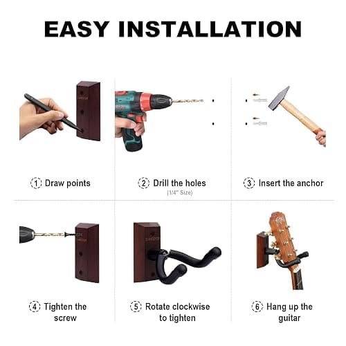 Guitar Wall Mount Solid Beech Wood thumbnail 7