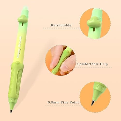 Temiary Cute Mechanical Pencil Set with Case, 6 Pcs Medium Point 0.9 mm Pencils with 2 Tubes HB Lead Refills, 4 Pcs Erasers for School Supplies Student Writing, Drafting Sketching (Morandi) thumbnail 4