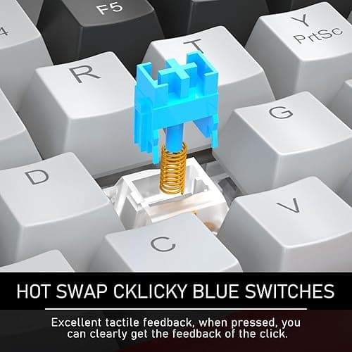 60% Mechanical Gaming Keyboard,Mixed Color Keycaps Gaming Keyboard with Clicky Blue Switches, Detachable Type-C Cable Mini Keyboard with Blue LED Light for/PC/Laptop thumbnail 6