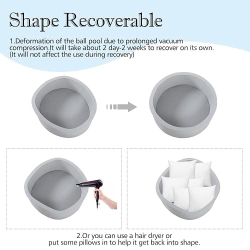 SHJADE Foam Ball Pit, 35.4"x 11.8" Ball Pits for Toddlers, Soft Round Kiddie Baby Playpen Ball Pool for Kids, Ideal Gift for Babies Indoor and Outdoor Game, Grey, (Balls not Included) thumbnail 6