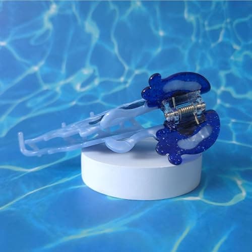 Novelty Ocean Jellyfish Hair Clips,Cellulose Acetate Hair Clips,Big Claw Clips for Girl,Hair Accessories,Blue thumbnail 4