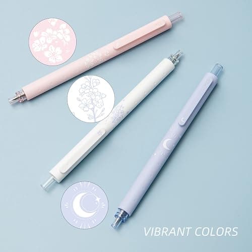 Kaco Gel Pens Cute Stationery 3 Pieces 0.5mm Fine Point, Quick Drying Pens for Journaling Aesthetic Office Supplies, 2 Black Ink and 1 Coral Ink thumbnail 7