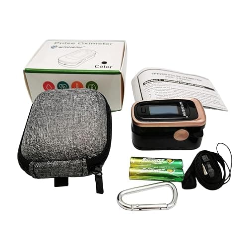 Oxygen Saturation Monitor, Wrinery Premium Pulse Oximeter Fingertip, Oxygen Monitor, O2 Saturation Monitor, OLED Portable Oximetry with Batteries, Lanyard (Rose gold-Royal black) thumbnail 6