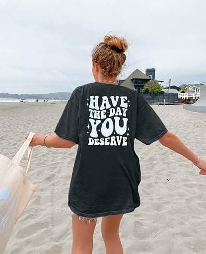 ASTANFY Oversized Tshirts for Women: Deserve Day Shirt Funny Skeleton Shirts Casual Oversized Graphic Tees Tops thumbnail 3