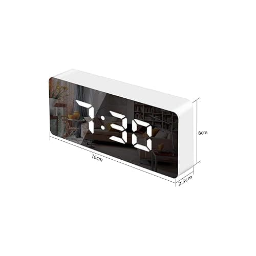 TFUFR Alarm Clock, Digital Alarm Clock 3" LED Display with Light Sensing Dimming Mode, Snooze, Adjustable Brightness, Bedside Clock for Bedroom Living Room Home Decor, White thumbnail 2
